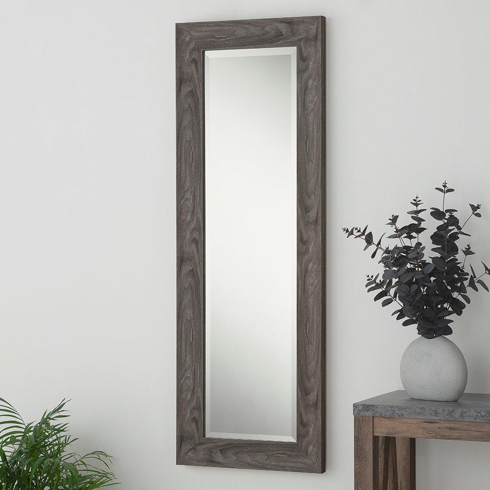 Rustic Grey Wood Effect Scooped Framed Mirror 130x46cm